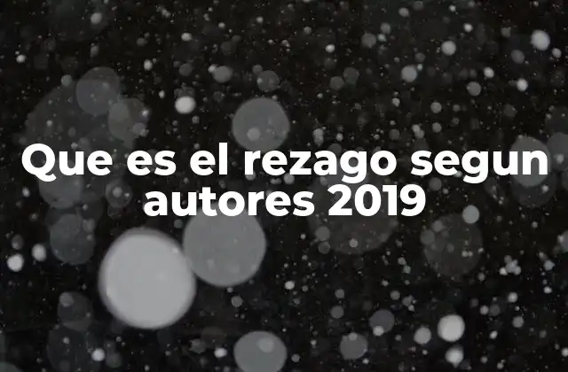 Que es el Rezago Segun Autores 2019