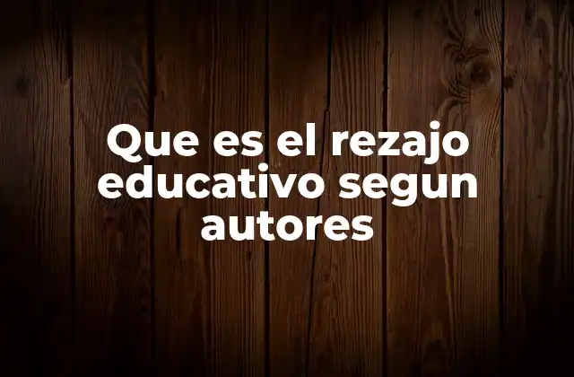 Que es el Rezajo Educativo Segun Autores