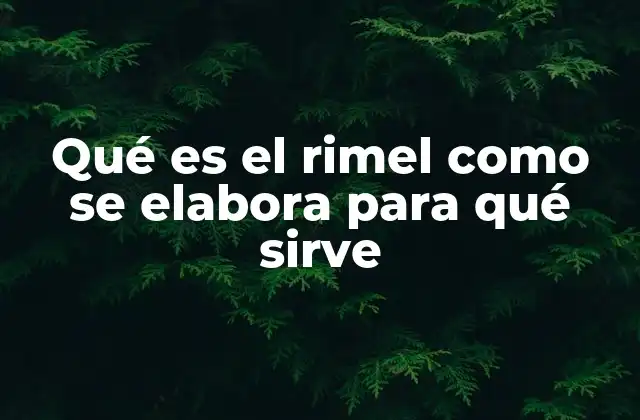 Qué es el Rimel como Se Elabora para Qué Sirve