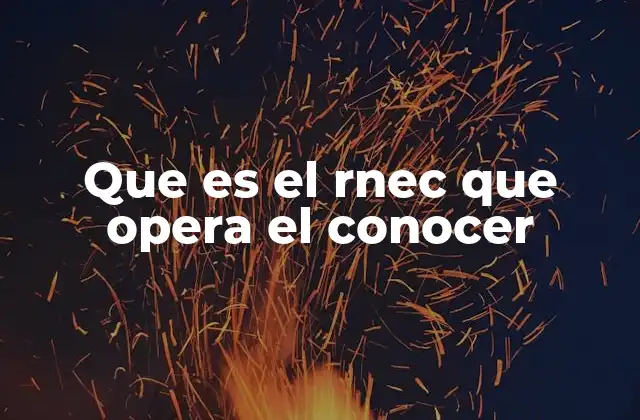 Que es el Rnec que Opera el Conocer