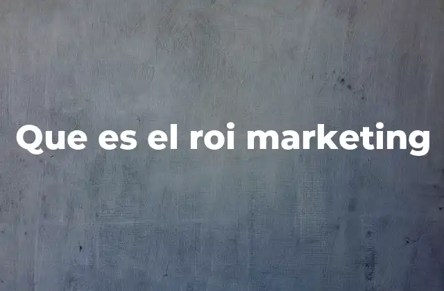 Que es el Roi Marketing