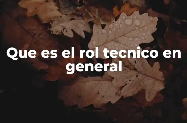 Que es el Rol Tecnico en General
