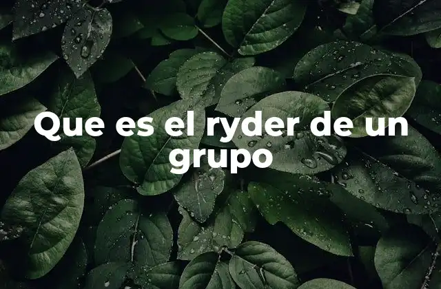 Que es el Ryder de un Grupo