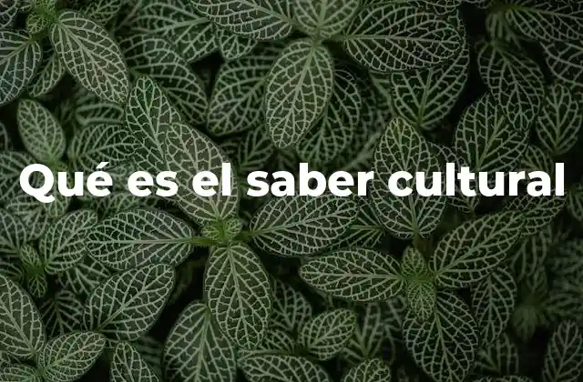 Qué es el Saber Cultural