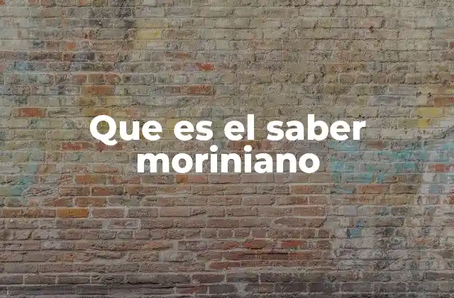 Que es el Saber Moriniano
