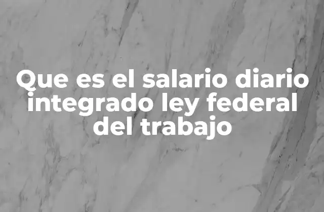 Que es el Salario Diario Integrado Ley Federal Del Trabajo