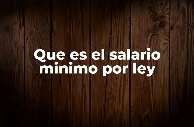 Que es el Salario Minimo por Ley