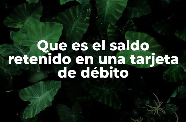 Que es el Saldo Retenido en una Tarjeta de Débito
