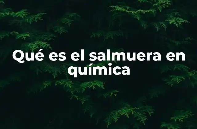 Qué es el Salmuera en Química