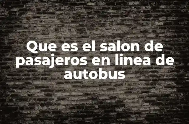 Que es el Salon de Pasajeros en Linea de Autobus