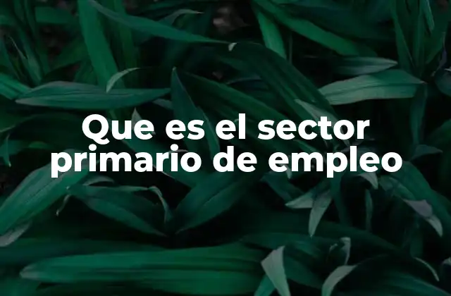 Que es el Sector Primario de Empleo