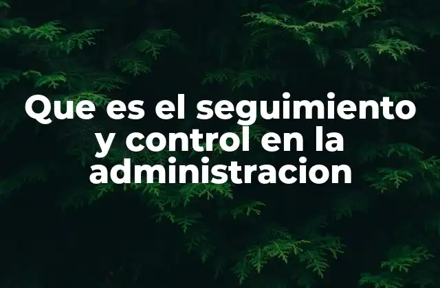 Que es el Seguimiento y Control en la Administracion