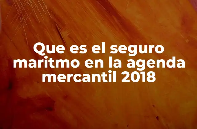 Que es el Seguro Maritmo en la Agenda Mercantil 2018
