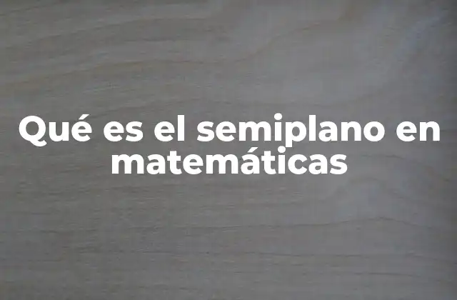 Qué es el Semiplano en Matemáticas