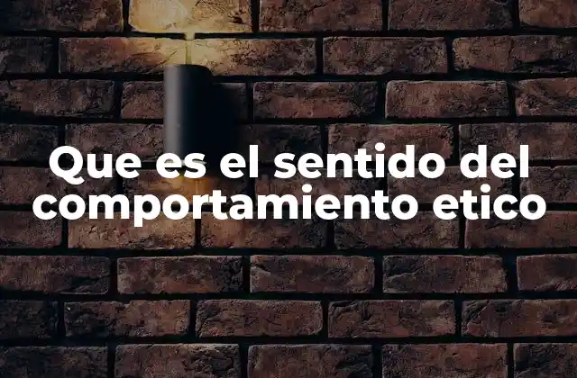 Que es el Sentido Del Comportamiento Etico