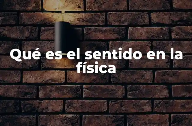 Qué es el Sentido en la Física