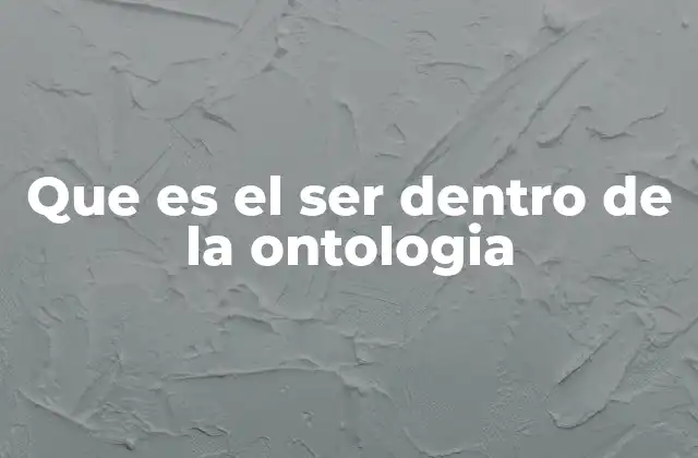 Que es el Ser Dentro de la Ontologia