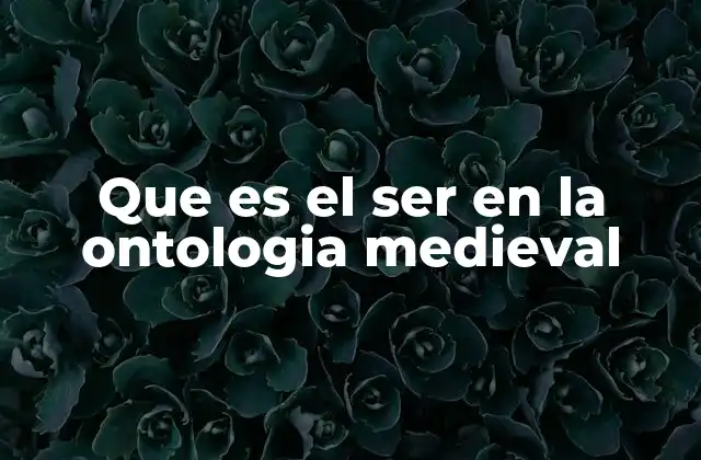 Que es el Ser en la Ontologia Medieval