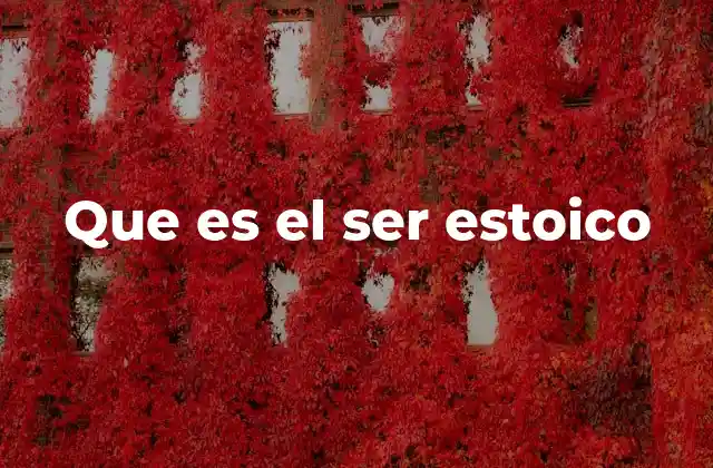 Que es el Ser Estoico