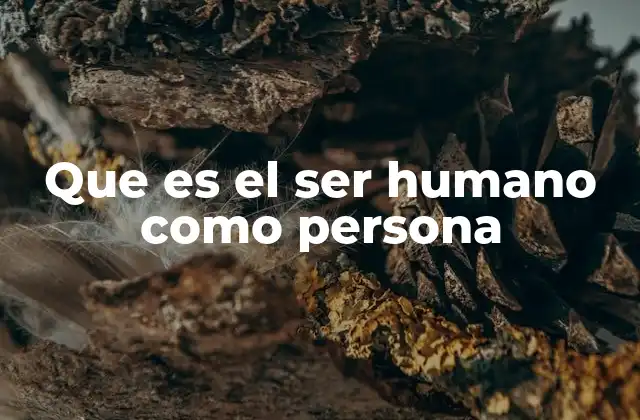 Que es el Ser Humano como Persona