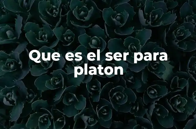 Que es el Ser para Platon