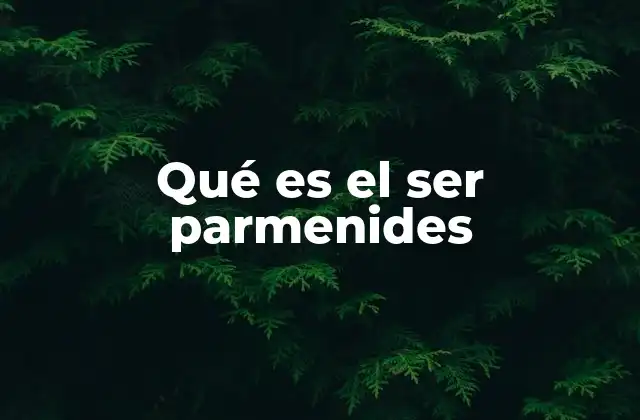 Qué es el Ser Parmenides
