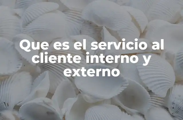 Que es el Servicio Al Cliente Interno y Externo