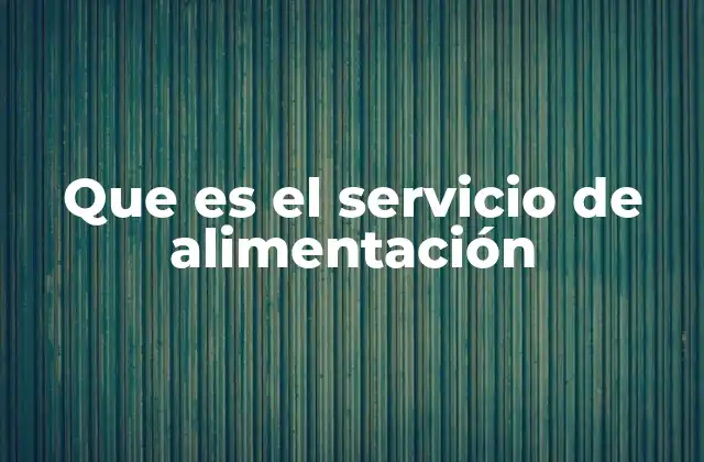 Que es el Servicio de Alimentación