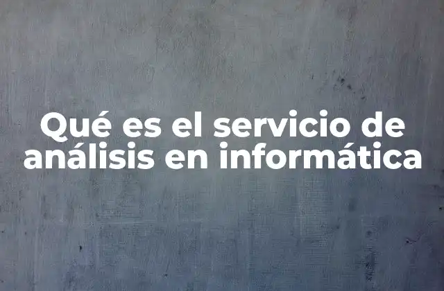 Qué es el Servicio de Análisis en Informática