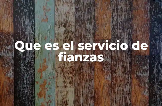 Que es el Servicio de Fianzas