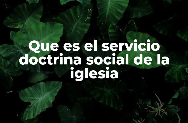 Que es el Servicio Doctrina Social de la Iglesia