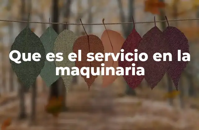 Que es el Servicio en la Maquinaria