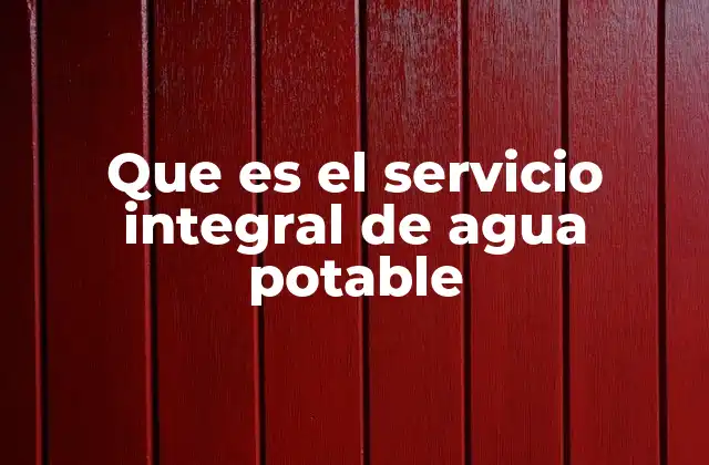 Que es el Servicio Integral de Agua Potable