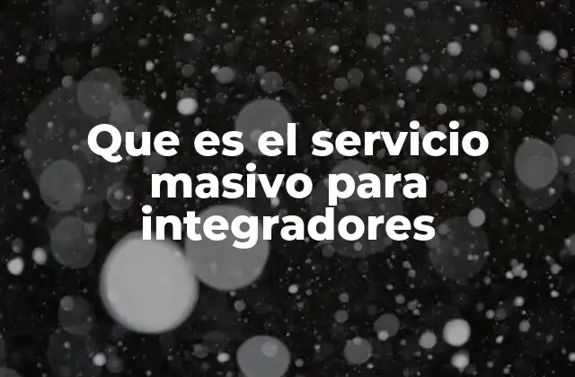 Que es el Servicio Masivo para Integradores