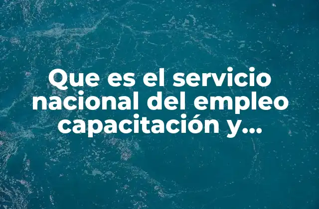 Que es el Servicio Nacional Del Empleo Capacitación y Adiestramiento
