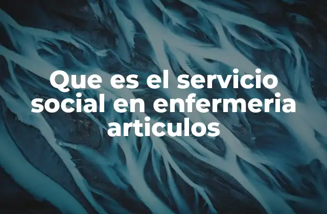 Que es el Servicio Social en Enfermeria Articulos