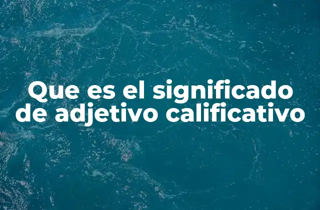 Que es el Significado de Adjetivo Calificativo