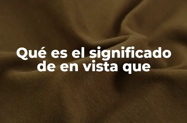Qué es el Significado de en Vista que