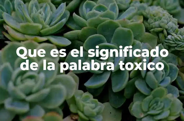 Que es el Significado de la Palabra Toxico