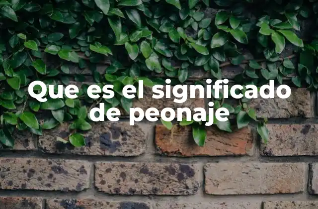 Que es el Significado de Peonaje