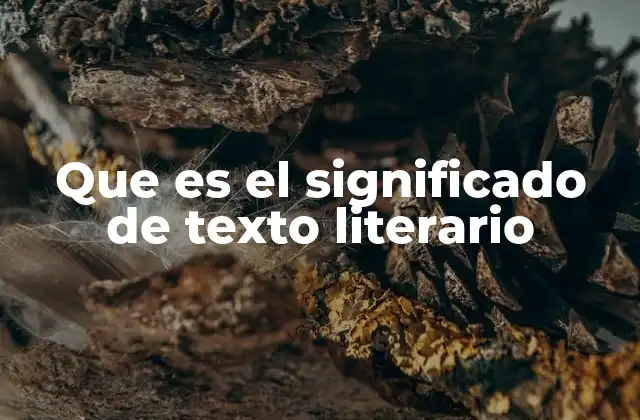 Que es el Significado de Texto Literario