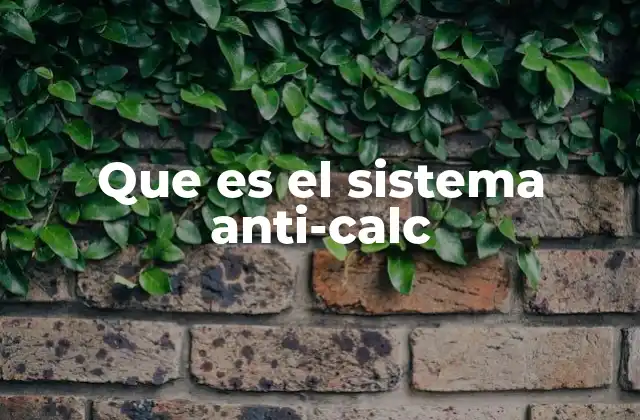 Que es el Sistema Anti-calc