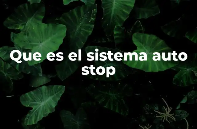 Que es el Sistema Auto Stop