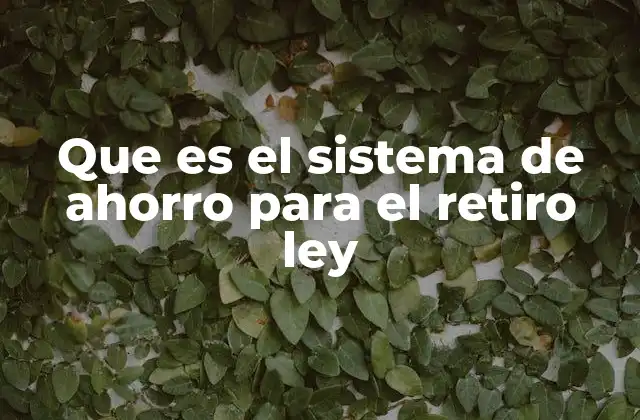 Que es el Sistema de Ahorro para el Retiro Ley 2 Cómo funciona el sistema de ahorro para el retiro bajo la ley