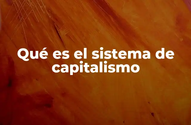 Qué es el Sistema de Capitalismo