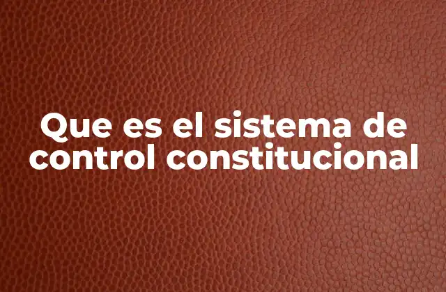 Que es el Sistema de Control Constitucional