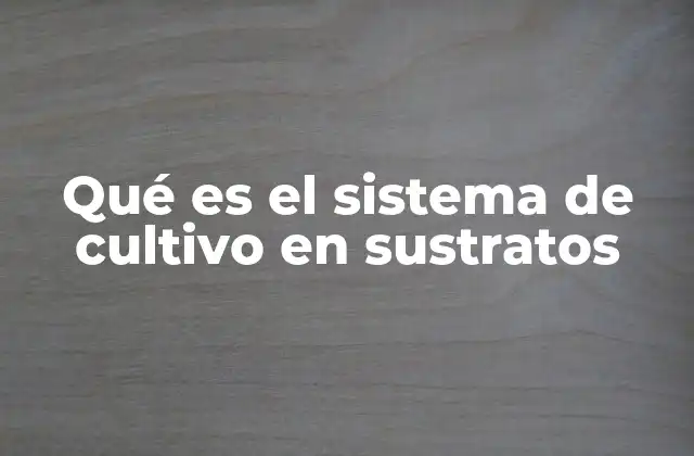 Qué es el Sistema de Cultivo en Sustratos