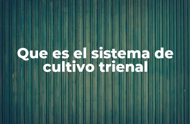 Que es el Sistema de Cultivo Trienal
