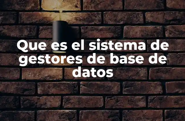 Que es el Sistema de Gestores de Base de Datos