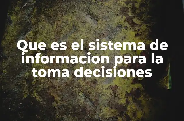 Que es el Sistema de Informacion para la Toma Decisiones